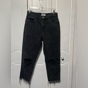 Refuge mom jeans distressed high waist raw hem black 9